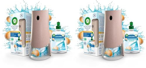 Air Wick Active Fresh Deodorante per Ambienti, Confezione con 1 Diffusore Automatico senza gas, 1 Ricarica alla Fragranza Brezza Marina e Magnolia 228ml, 2 Pile AA, Neutralizza Odori 24/7