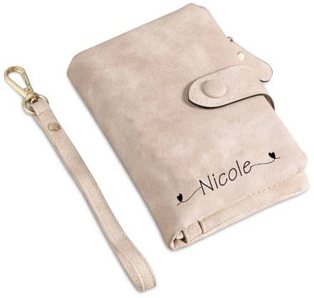 Glimmerday Personalisierte Geldbörse für Frauen, personalisierte Geburtsblumen-Geldbörse aus Leder, Bifold-Geldbörse, Kreditkartenetui für Frauen, Muttertagsgeschenk (Rosa)