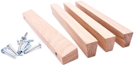 JOWE Möbelgriffe aus Holz inkl.Schrauben - 4 Stk Griffleisten aus Eiche natur | Form: Trapez, Bohrabstand 128 mm
