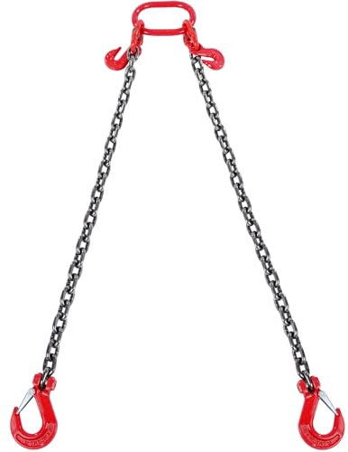 VEVOR 2-Strang Kettengehänge, 1,8 m Krankette mit Haken, G80 Forstkette, 5 Tonnen Anschlagketten für Motorzüge, G80 Motorhebekette Ø 10 mm Chokerkette Gabelkopfhaken, Hohe Festigkeit Krangehänge