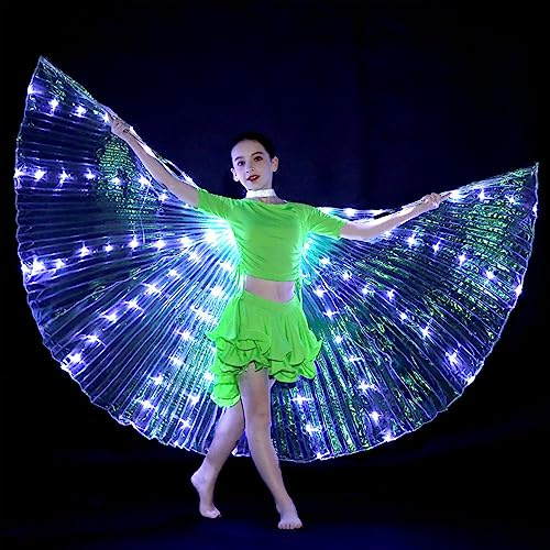 Alas de Danza del Vientre para niños, alas Luminosas, Cierre de con Barras telescópicas, 2 Modos de Control de luz, alas de Mariposa LED ISIS, alas de Mariposa para Carnaval, Escenario, Fiesta