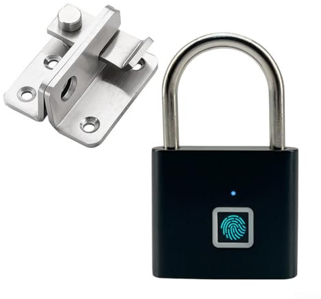 Hasaller Fingerprint Padlock Household Anti-Theft Door Lock Smart Gym Locker Padlock Heavy Duty Waterproof Padlock Keyless Biometric Padlock for Locker and Storage(Black)