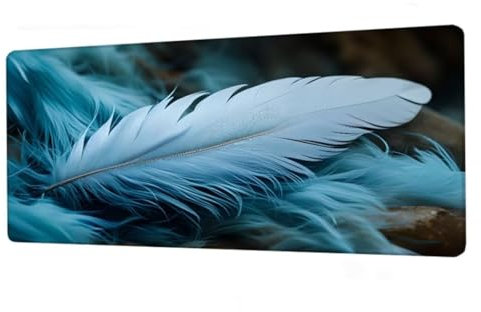 Alfombrilla Ratón XXL 1600x800x3mm,Alfombrilla Escritorio Blanco Mouse Pad Impermeable,Alfombrilla Raton Pluma Alfombrilla Gaming Antideslizante,Desk Mat con Bordes Cosidos,Accesorios Gaming BJ-856