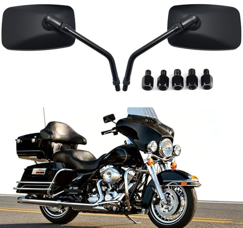 YUJYGAO Miroir de moto 8MM 10MM - Miroirs arrière rectangulaires universels compatibles avec les cruisers, choppers, motos de rue, motos standards, bobbers et ATV