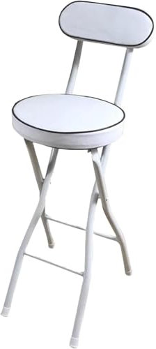 Sgabello da bar pieghevole imbottito con schienale, sedia portatile in pelle, per bancone della cucina, sgabello pieghevole in metallo imbottito (bianco, 60 cm)