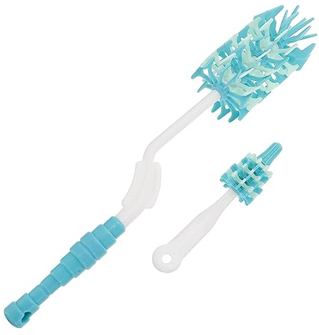 KOMBIUDA 2 Pièces Brosse De Nettoyage De Bouteille Goupillon En Silicone Nettoyeur De Gobelets Pour Biberons Nettoyeur De Biberons Brosse De Nettoyage De Tasse Blue Type