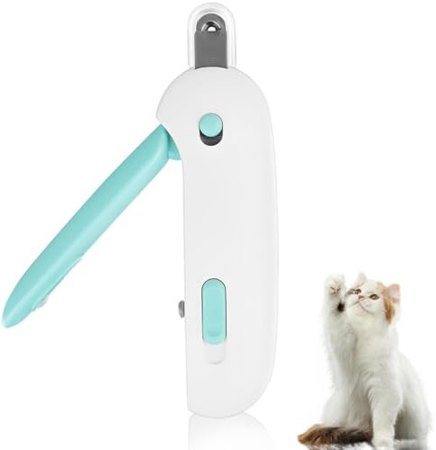 LAJUP Katzen Krallenschneider Hilfe, Katzen Nagelschere, Katzenkrallen Schneider With Nail File And Splash-Proof Protection Device, Professional Pet Claw Scissors für Medium Small Pets (Himmelblau)