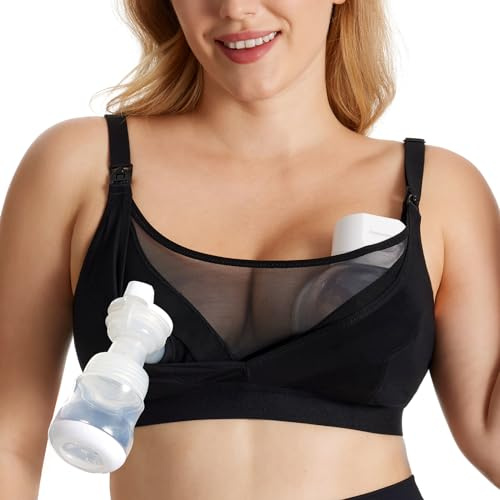 momcozy Reggiseno a Pompa, a Mani libere per 4C-8E, Comodo Reggiseno per Allattamento Taglie Forti, Pompe e Allattamento in Un