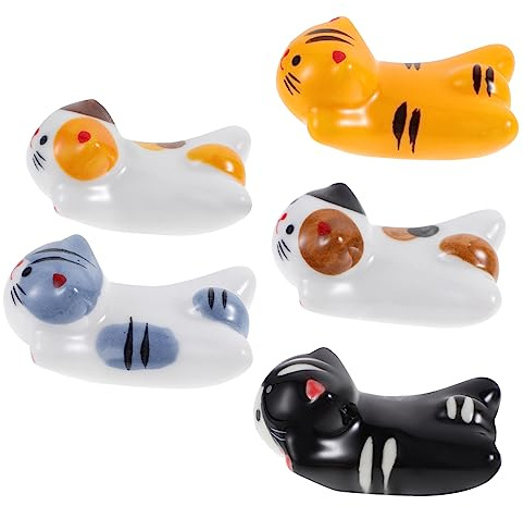 Mikinona 5 Piezas Soporte de Cerámica para Utensilios Forma Descanso para Cucharas y Cubiertos para Comidas Familiares