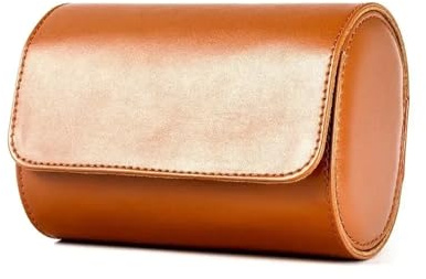 UBOHUZ Caja de viaje for guardar relojes con 2 ranuras for 1, 2 o 3 unidades, estuche enrollable portátil de piel sintética, organizador de franela for regalo Para Cumpleaños(Brown,2 Slots)