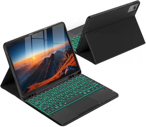 CACOE Funda Teclado para Lenovo Idea Tab 2025 de 11 Pulgadas con Touchpad, Iluminación de 7 Colores, [Español] Teclado para TB-336ZU TB-336FU Gen Magnético Desmontable, Negro