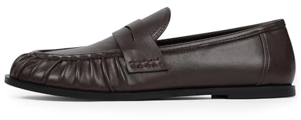 QIY Women's Loafers & Slip-ons Dark Brown Chocolate Penny Loafers for Women 2026 Moccasins Womens Flats Shoes Women Dressy Comfortable Walking Shoes Work Flats Size 7.5