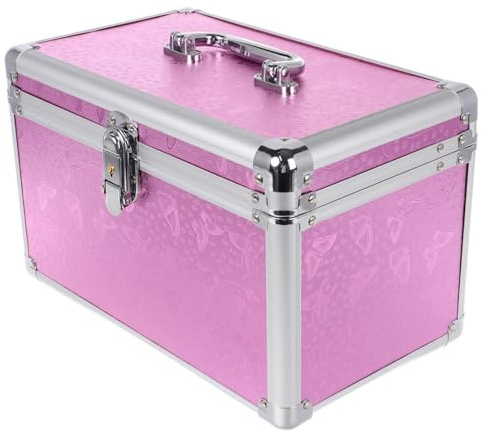 WEKAMOS Aufbewahrungskoffer mit Leichtem Öffnen aus Aluminiumlegierung Handlich mit Großem Fassungsvermögen und Praktischem Griff Rosa Aluminiumbox für Reise und Garage