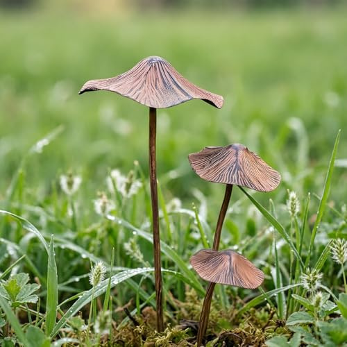DZWAZD Herbst Deko Pilze Für Draußen, Dekopilze Outdoor, Gartenstecker Rost Vintage Gartendeko Metall Wetterfest (3pcs)