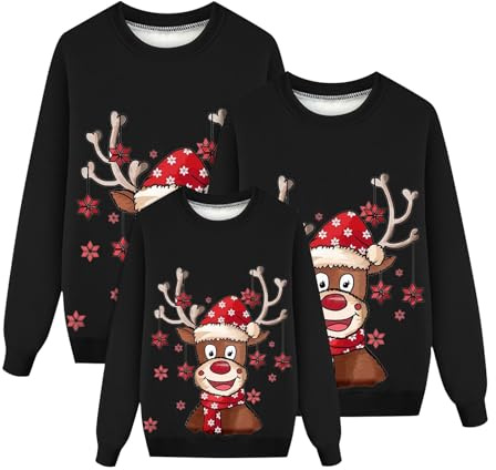 Weihnachtspullover Familie Set Damen Herren Kinder Unisex Weihnachten Lustig Weihnachtsoutfit Ugly Mädchen Weihnachts Christmas Paare Hässliche Pärchen Partnerlook Xmas Sweater Weihnachtspulli Jungen