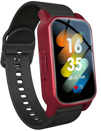 CUSTOMRUNNER Montre Connectée Antichute for Seniors, GPS Et Alerte Sos, Appels Vidéo HD 4G, Moniteur D'activité Étanche, Montre de Sécurité for Personnes Âgées Atteintes de Démence/Alzheimer(Red)