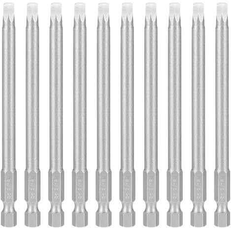 sourcing map 10 punte per trapano a testa esagonale da 3/16 SAE 1/4 gambo esagonale da 100 mm di lunghezza S2 in acciaio magnetico per avvitatore a percussione industriale esagonale elettrico