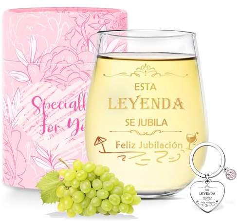 Regalos de jubilación para mujeres y hombres Copas de vino personalizadas con llavero, regalos divertidos y originales para amigos, madres, abuelas, abuelos, colegas, decoración para jubilación