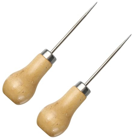 2PCS Bradawl Tool, Wooden Handle Awl for Wood Leather Sewing | 2 wooden handle bradawls for wood, leather and sewing projects, suitable for DIY repair, marking and punching tasks.