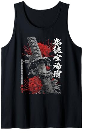 Katana Épée de lys araignée Rouge Anime Japonais Otaku Débardeur