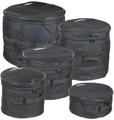 MUSIC STORE Pro II Studio Drum Taschen Set, 20, 10, 12, 14, 14x6,5, Nylon, Gepolstert, Reißfest, Wasserabweisend, Schwarz