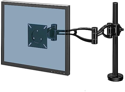 Fellowes Bras Porte Ecran Simple - Support Moniteur Vista Pour Ecrans 10kg 32 Pouces - Inclinaison 37° Panoramique 180° Rotation 360°, VESA 75 x 75/100 x 100 - Noir
