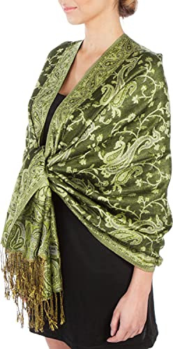 Sakkas 70 x 28 Zweischichtiger Jacquard Paisley Viskose Pashmina Schal/Stola - (20+ Rich Farben)