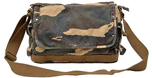 Gootium Borsa a tracolla in tela – Vintage Cross Body Messenger Bag Mens Satchel 39,6 cm, Mimetico, Large