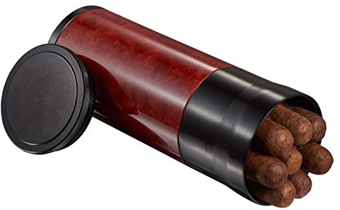 Visol Carlos 7-Cigar Travel/Desk Humidor, Burl/Black