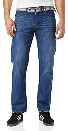 Enzo Raka jeans för män, Blå mellantvätt, 48W x 32L