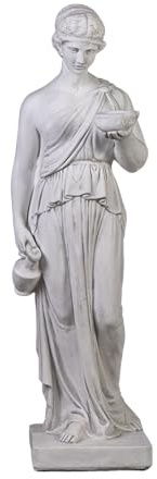gartendekoparadies.de Hebe Göttin der Jugend Statue, Grau, 122 cm | Steinfigur aus Weißbeton/Steinguss, 94 kg, Frostsicher, Für Außenbereich