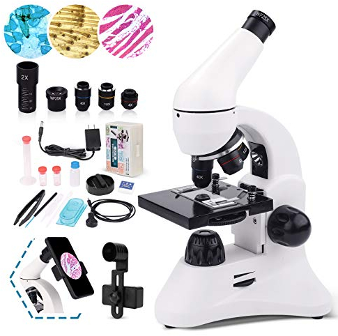 USCAMEL 40X-2000X Microscope for Kids Students Adults,With Slides Set And Double LED Lights,Professional Microscopes School Laboratory Home Biological Education