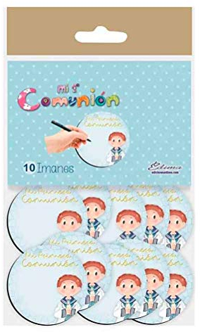Borsa con 10 magneti Dettagli prima comunione bambino con candela. per personalizzare con pennarello