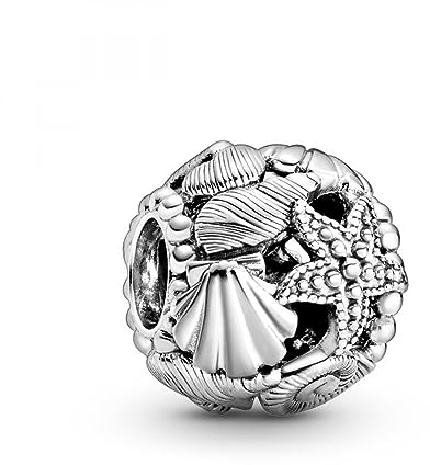 PANDORA Offen gearbeitetes Seestern, Muschel und Herzen Charm Silber, 11 x 11 x 9,8 mm
