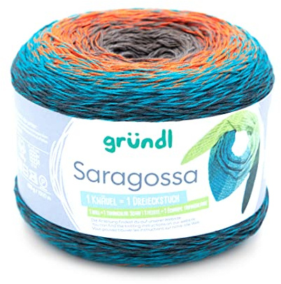 Gründl Wolle Saragossa (weiches Farbverlaufsgarn aus 50% Baumwolle und 50% Polyacryl, 250 g / 1000 m, Nadelstärke: 3 mm – 4 mm, 1 x 250 g), Sonnenuntergang color ca. 1000 m