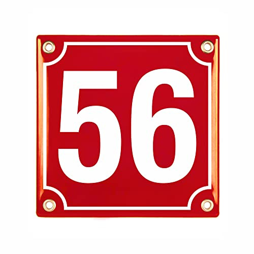 Numero Civico Esterno con Indirizzo - 15x15 cm - Targhe Personalizzate in Ceramica (Rosso)