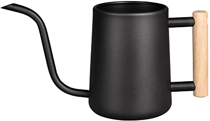 IMEEA 1L Gießkanne Zimmerpflanzen Indoor Giesskanne zimmerpflanzen kleine Watering can Schwarze Blumengießkanne mit langem Auslauf Holzgriff für Zimmerpflanzen Sukkulenten Bonsai