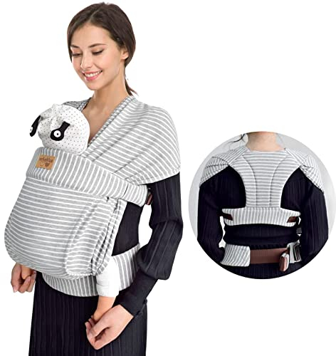 vrbabies Porte-bébé pour nouveau-né dès la naissance, extra doux, porte-bébé, ergonomique, gris rayé