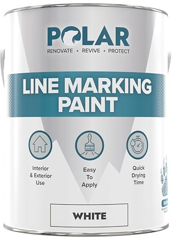 Polar Line Marker White Paint - 2.5 Litres - Heavy Duty & Hard-Wearing - Indoors & Outdoors - Ideal For Car Parks, Tennis Courts, Warehouses - Water, Chemical & Acid Resistant | Heavy Duty Line Marker Paint, Interior and Exterior, Car Parks, Tennis Courts and Warehouses, Water and Chemical Resistant