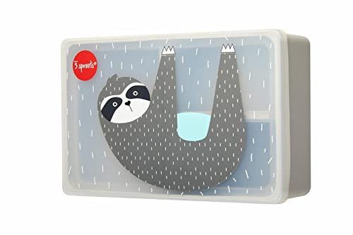 3 Sprouts Bento Silicona Infantil, Compartimentos, Perezoso | silicona apta para alimentos; compartimentos para fruta, pan y comidas pequeñas; cierre suave para manos pequeñas; uso diario