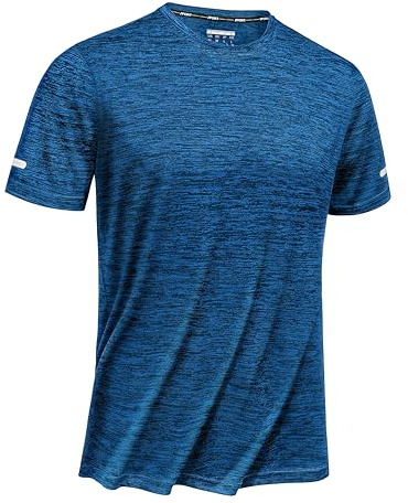 TACVASEN Trainingsshirt Herren Kurzarm Casual T-Shirt Tennis Shirt Basic Tee Tops mit Rundem Ausschnitt, Mittelblau, XXL