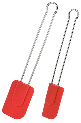 Westmark 2 Spatole da Cucina con Testa in Silicone, Lunghezza: 22,5 cm/28,5 cm, Silicone/Acciaio Inossidabile, Rosso/Argento, 154622E7