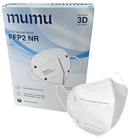 MA Y MA ENJOY SHARING MUMU 50 Mascherine FFP2 - Certificate CE 2841-5 Veli - Colore Bianco - Confezionate Singolarmente - 5 Box da 10 Pezzi