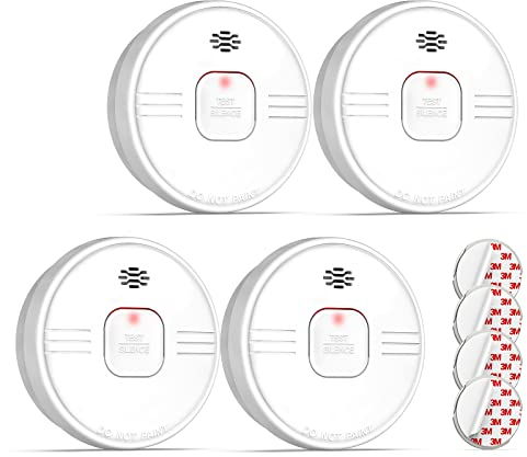 Putogesafe Rauchmelder, 10-Jahres-Feuermelder, Brandmelder mit eingebauter 10-Jahres-Lithiumbatterie, Feueralarm mit Testknopf, EN 14604 Zertifiziert, Brandschutz für Zuhause, 208B, 4 Stück