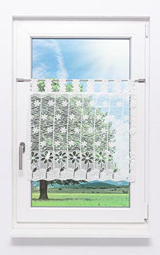 Plauener Spitze Scheibengardine Blüte (Bx H) 104cm * 60cm weiß