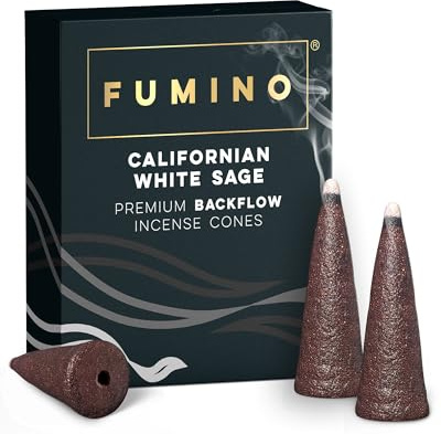 Fumino Rückfluss Backflow Räucherkegel mit frischem Duft Kalifornischer Weißer Salbei – 1 Box à 15 Kegel Masala Agarbatti Räucherkerzen Klein - Duft für Entspannung