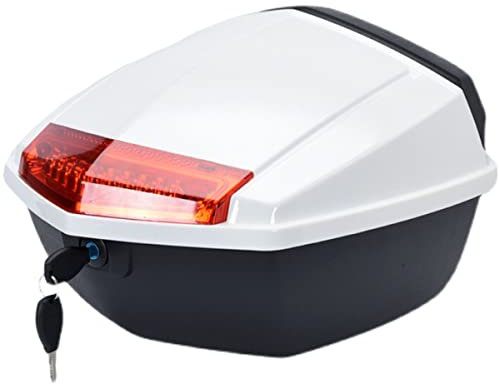 Wnanch Monolock Baúl, 36 litros de Volumen, Baúl de Moto con Placa y Kit de Montaje, Impermeable Topcase UniversalCaja Superior(Blanca)