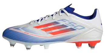 Adidas Unisex Adulto F50 League Football Boots Soft Ground, Cloud White/Solar Red/Lucid Blue, 46 EU