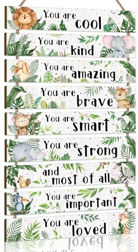KAIRNE Jungle Animal Kids Affirmation Hanging Wall Decor Plaque Sign