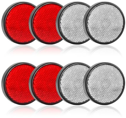 HYSSBR Safety Spoke Trailer Reflectors Kit Durable Round Reflectors UV PC Lens Stick-on Circular Rear Reflectors for RV Truck Trailer Gate Posts